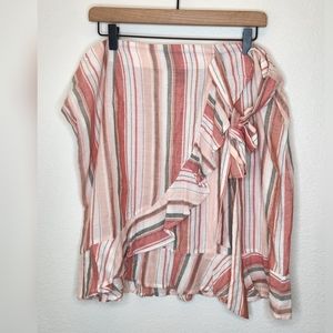 SHEIN Cotton Striped Wrap Skirt with Ruffle